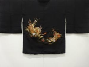 漆　几帳に花模様織り出し　絵羽織